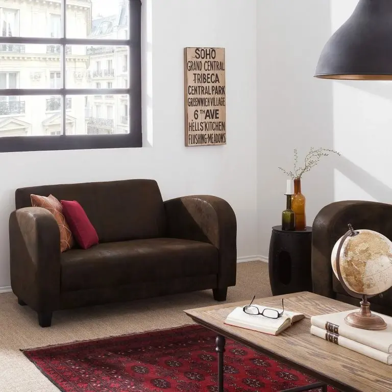 Loftscape Ars Manufacti Canapé Tullow (2 Places) – Aspect Vieux Cuir Marron Foncé