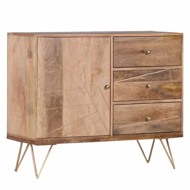 loftscape Ars manufacti Commode Argallo II – Manguier massif / Métal – Manguier / Doré