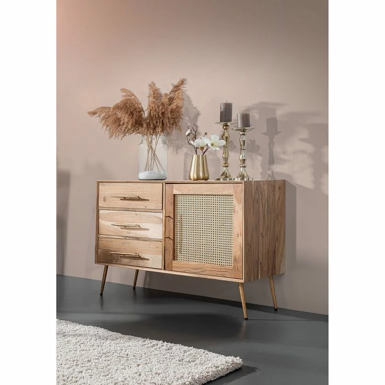 Loftscape Ars Manufacti Commode Bowdon – Cannage / Acacia Massif / Acacia / Doré