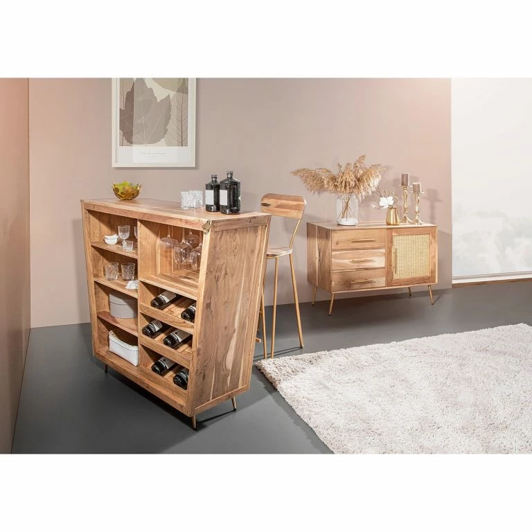 Loftscape Ars Manufacti Commode Bowdon – Cannage / Acacia Massif / Acacia / Doré