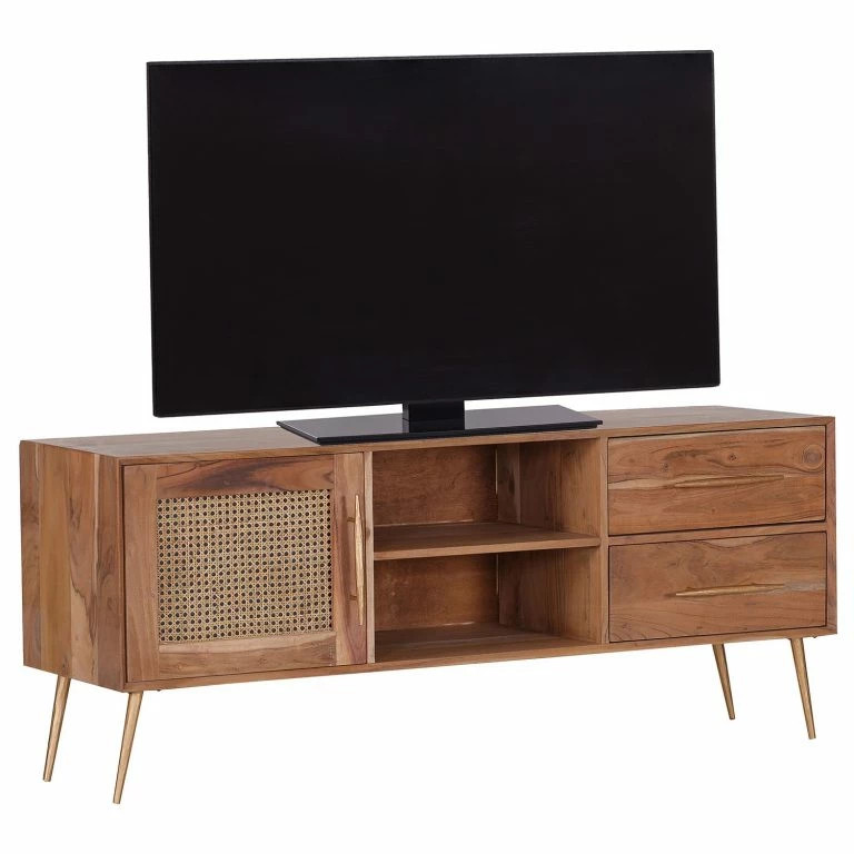 loftscape Ars manufacti Meuble TV Bozel – Cannage / Acacia massif / Acacia / Doré
