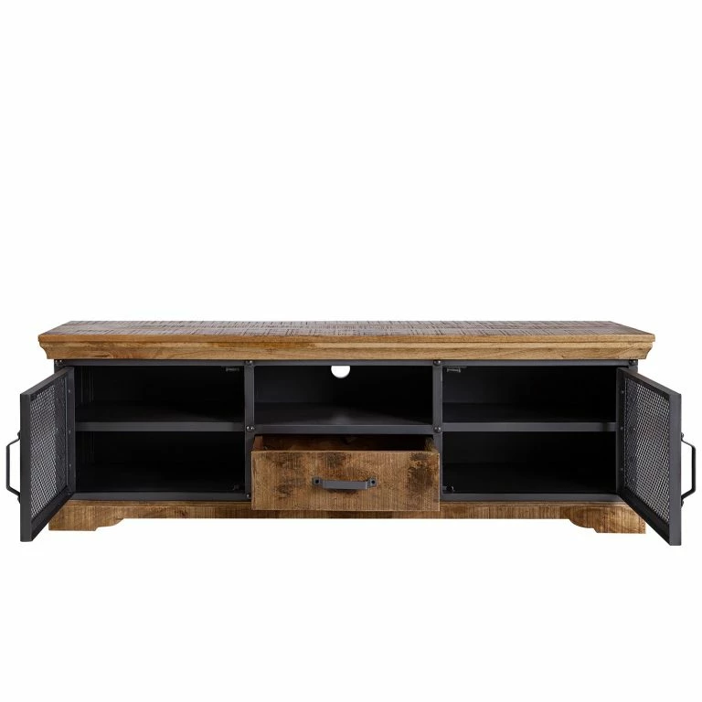 Loftscape Ars Manufacti Meuble TV Hunter II – Manguier Massif / Métal – Manguier / Gris Bleu