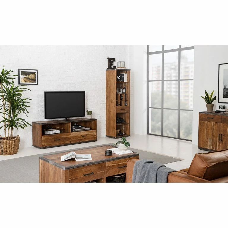 Loftscape Ars Manufacti Meuble TV Mackz I – Acacia Massif – Acacia / Noir Vieilli