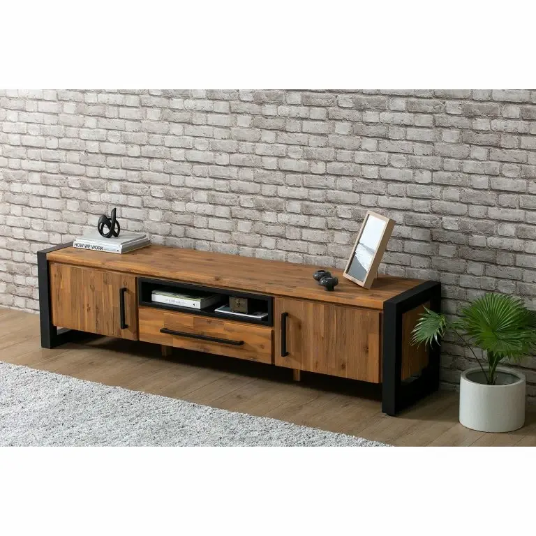 Loftscape Ars Manufacti Meuble TV Urban Industry II – Partiellement En Acacia Massif / Métal – Acacia / Noir