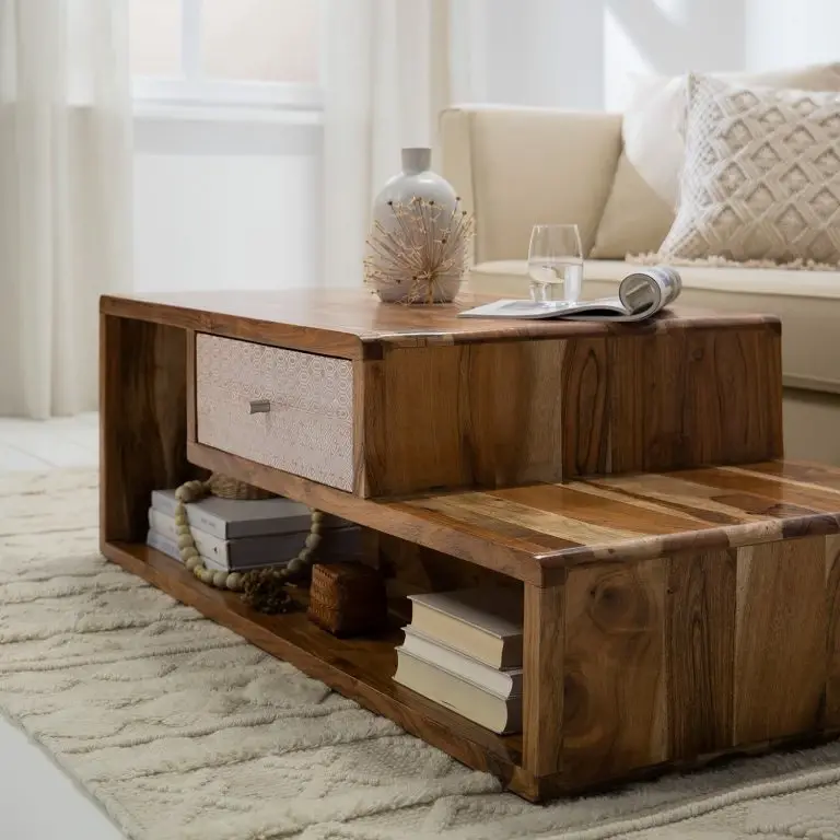 Loftscape Ars Manufacti Table Basse Buuda – Acacia Massif – Écru / Acacia