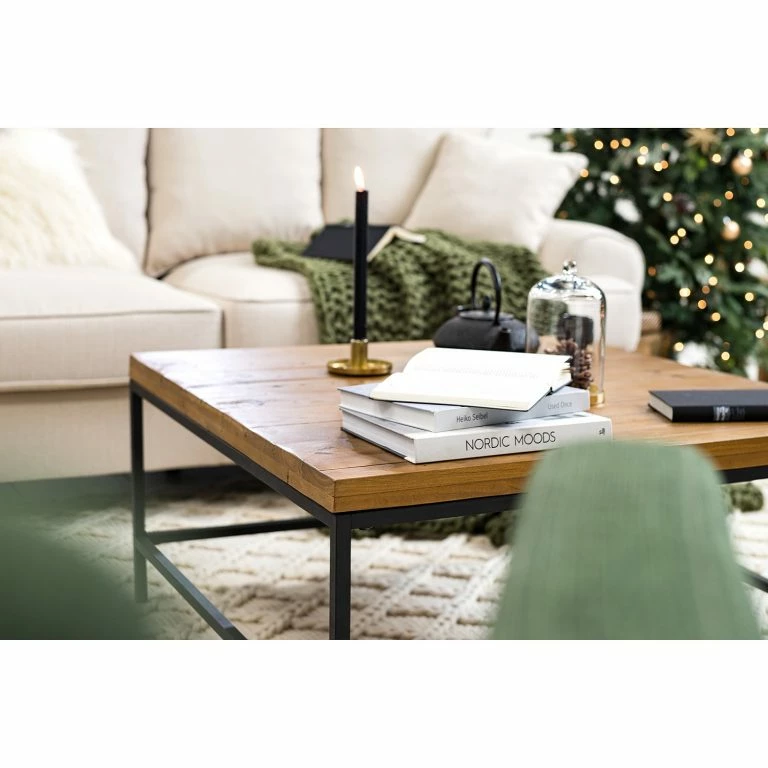 Loftscape Ars Manufacti Table Basse Grasby – Pin Recyclé / Métal – Pin Foncé / Noir