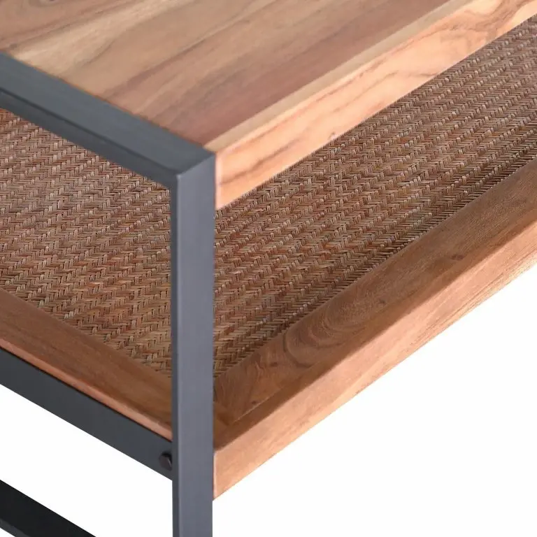 Loftscape Ars Manufacti Table Basse Leyma – Rotin / Acacia Massif – Acacia / Anthracite