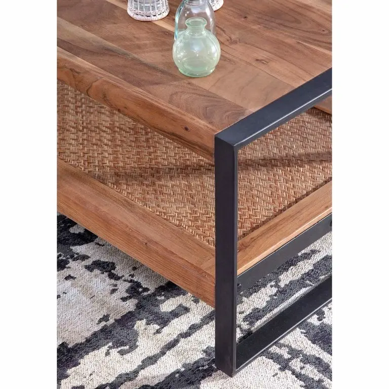 Loftscape Ars Manufacti Table Basse Leyma – Rotin / Acacia Massif – Acacia / Anthracite
