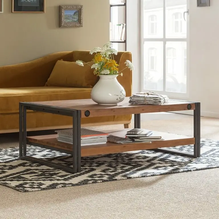 Loftscape Ars Manufacti Table Basse Manchester III – Acacia Massif / Acier