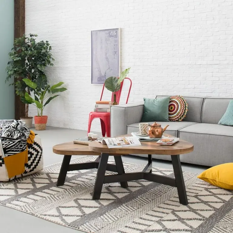 Loftscape Ars Manufacti Table Basse Tamati II – Pin Ancien / Métal – Pin Foncé / Noir