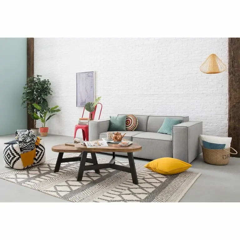 Loftscape Ars Manufacti Table Basse Tamati II – Pin Ancien / Métal – Pin Foncé / Noir