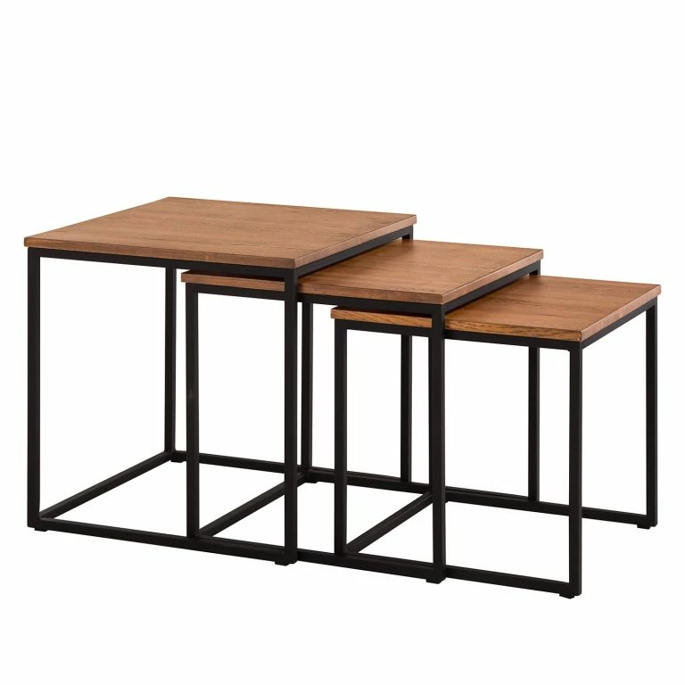 loftscape Ars manufacti Table d’appoint Candler (3 éléments) – Chêne massif / Métal