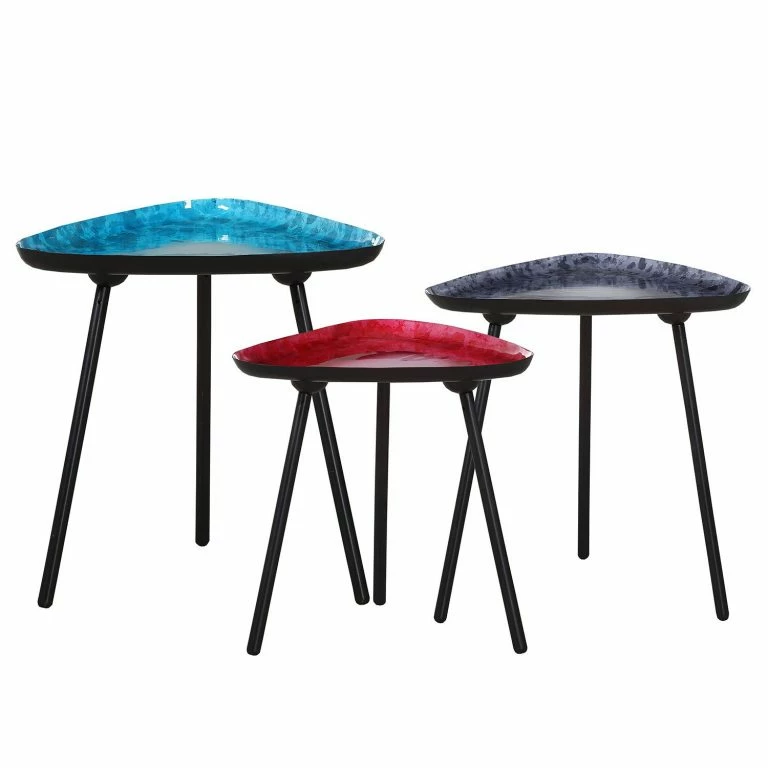 loftscape Ars manufacti Table d’appoint gigogne Mikawa (3 élém.) – Fer – Multicolore