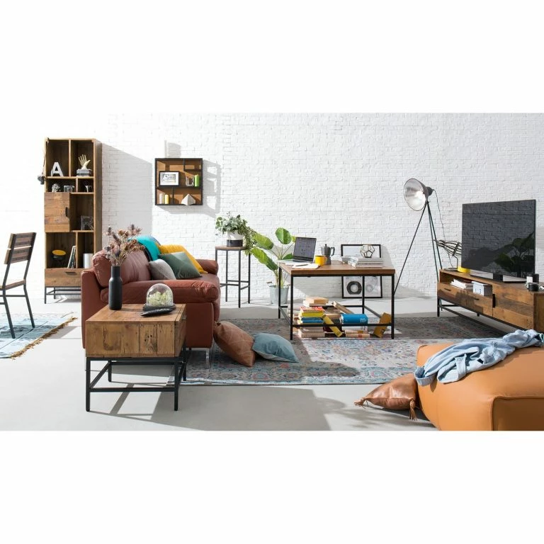 Loftscape Ars Manufacti Table D’appoint Grasby – Pin Recyclé / Métal – Pin Foncé / Noir