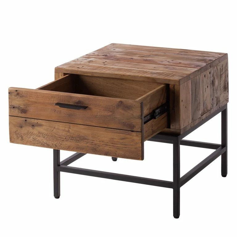 Loftscape Ars Manufacti Table D’appoint Grasby – Pin Recyclé / Métal – Pin Foncé / Noir