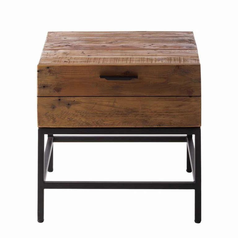 Loftscape Ars Manufacti Table D’appoint Grasby – Pin Recyclé / Métal – Pin Foncé / Noir