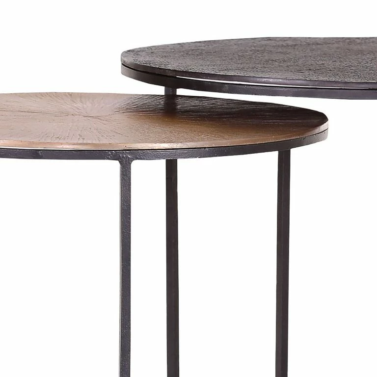 Loftscape Ars Manufacti Tables Gigognes Nikko II (2 éléments) – Métal – Cuivre Vieilli / Noir