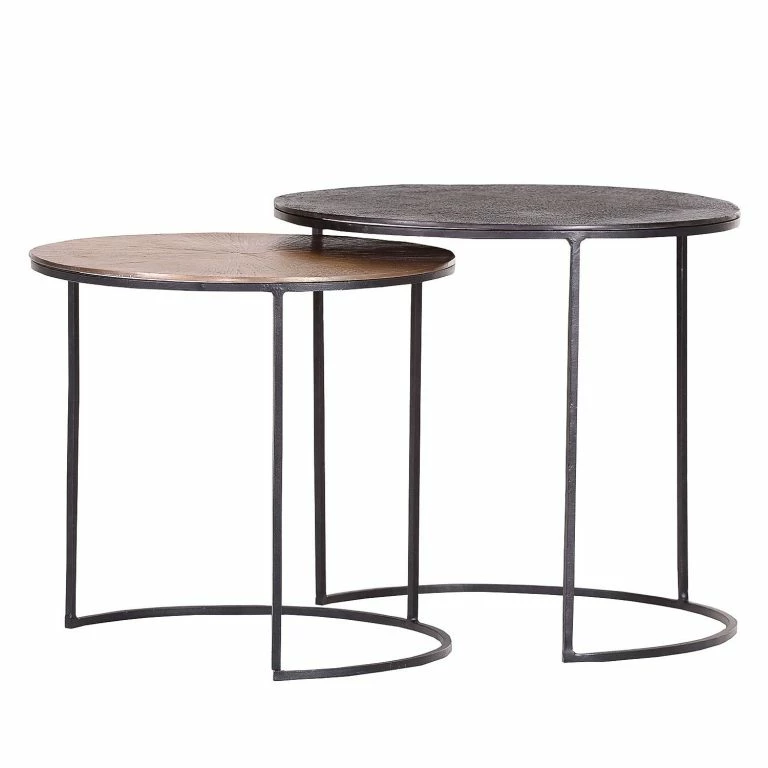 loftscape Ars manufacti Tables gigognes Nikko II (2 éléments) – Métal – Cuivre vieilli / Noir