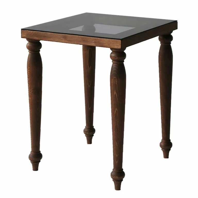 loftscape Ars Natura Bout de canapé Tating – Verre / Noyer massif – Noir fumé / Noyer