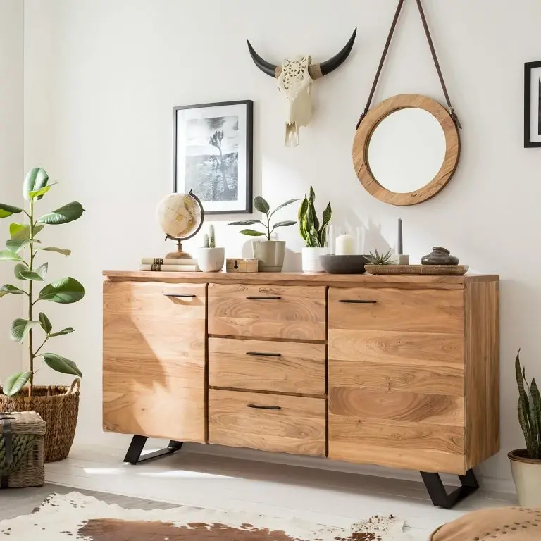 Loftscape Ars Natura Buffet Vardo – Acacia Massif / Métal – Acacia / Noir