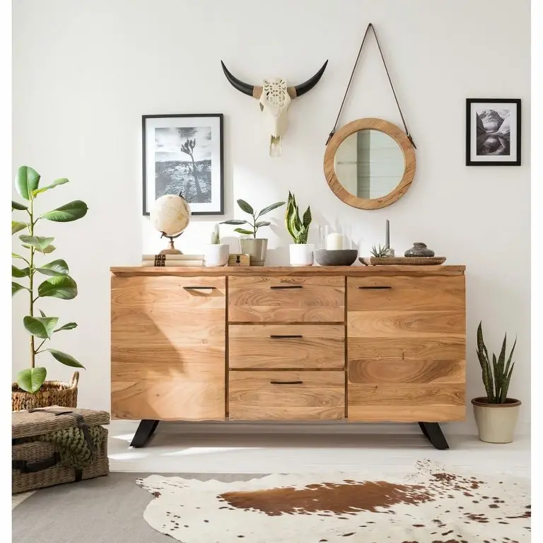 Loftscape Ars Natura Buffet Vardo – Acacia Massif / Métal – Acacia / Noir