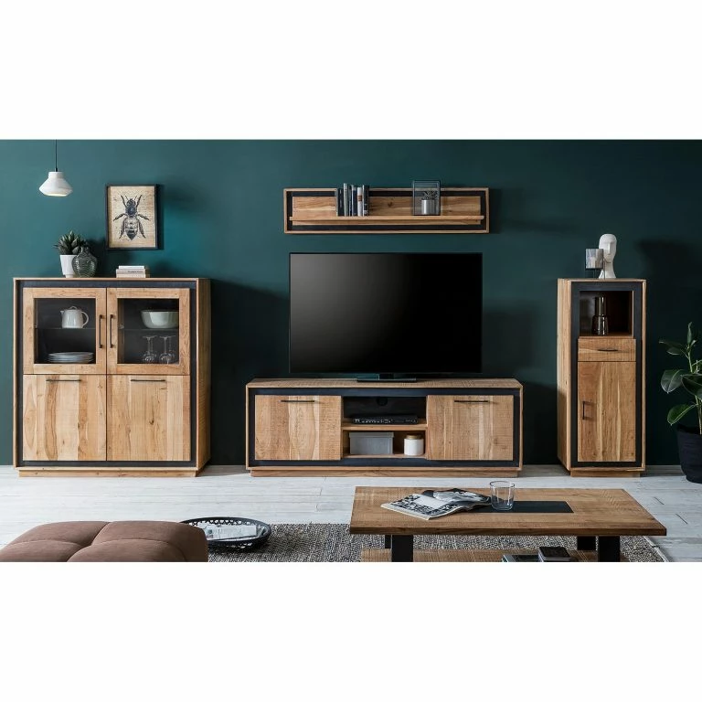 Loftscape Ars Natura Buffet Weldon – Acacia Massif / Placage En Pierre / Acacia / Noir