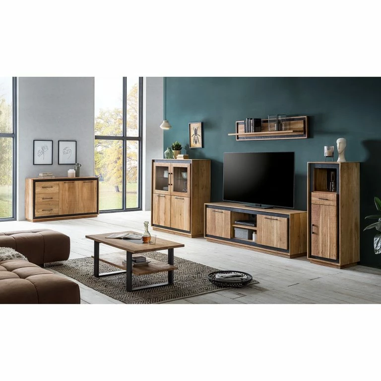 Loftscape Ars Natura Buffet Weldon – Acacia Massif / Placage En Pierre / Acacia / Noir