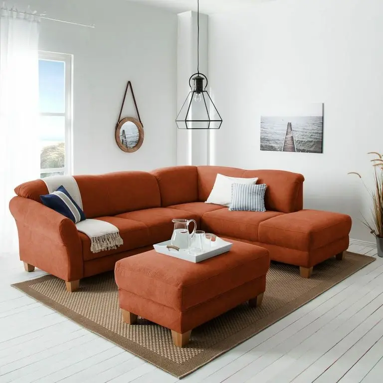 Loftscape Ars Natura Canapé D’angle Cebu – Marron Miel – Méridienne Longue à Droite (vue De Face) – Avec Réglage De La Profondeur D’assise