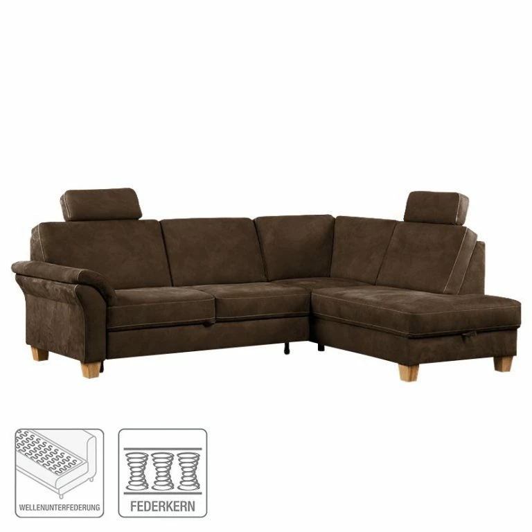 Loftscape Ars Natura Canapé D’angle Davao – Marron – Méridienne Longue à Droite (vue De Face)