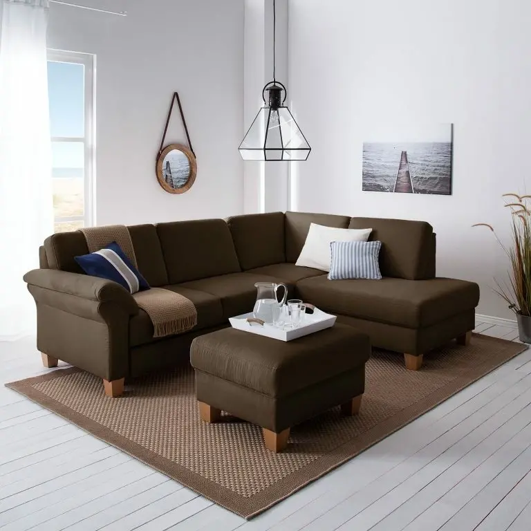 Loftscape Ars Natura Canapé D’angle Davao – Marron – Méridienne Longue à Droite (vue De Face)