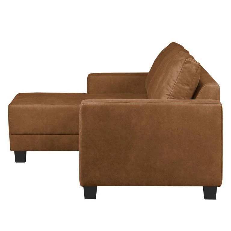 Loftscape Ars Natura Canapé D’angle Greenwood – Aspect Cuir Vieilli – Cognac – Méridienne Courte à Gauche (vue De Face)