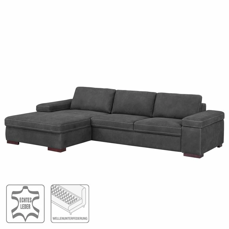 Loftscape Ars Natura Canapé D’angle Maine – Gris Foncé – Méridienne Courte à Gauche (vue De Face)