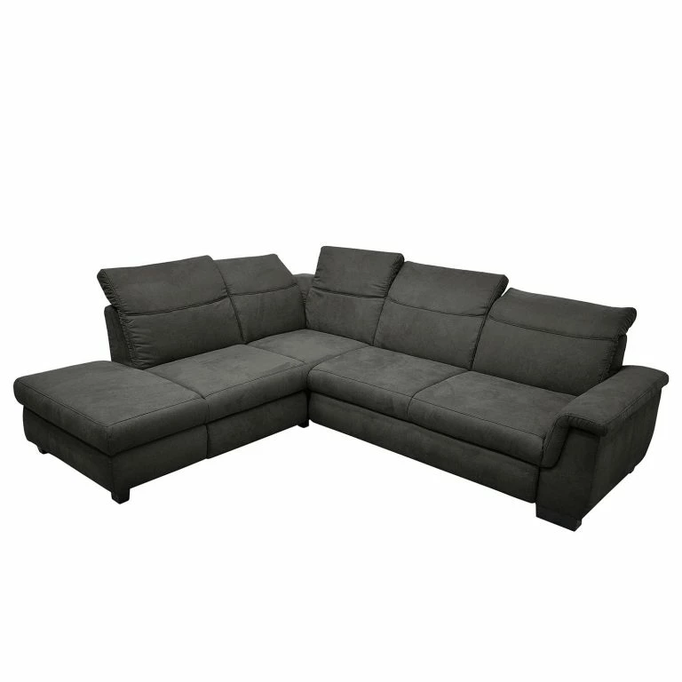 Loftscape Ars Natura Canapé D’angle Sunny Corner – Tissu Structuré – Gris Marron – Méridienne Longue à Gauche (vue De Face) – Appui-tête Réglable