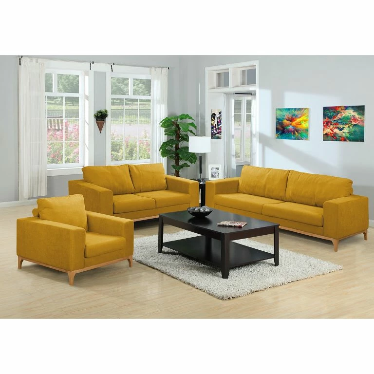 Loftscape Ars Natura Canapé Darling (3 Places) – Microfibre – Microfibre Rieka: Jaune Moutarde