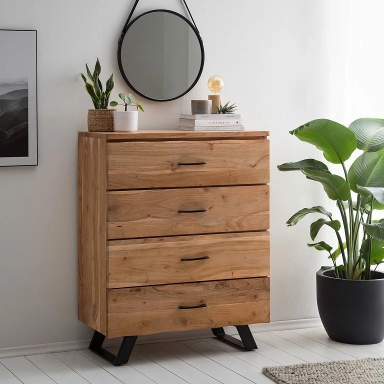 Loftscape Ars Natura Commode Vardo – Acacia Massif / Métal – Acacia / Noir