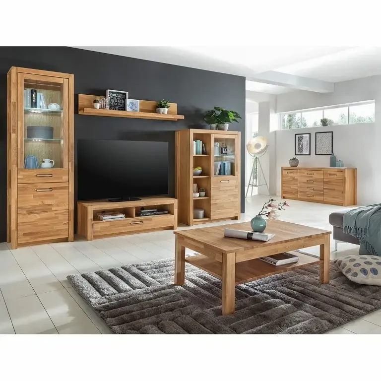 Loftscape Ars Natura Meuble TV Majona III – Partiellement En Chêne Sauvage Massif / Métal – Chêne Sauvage / Argenté