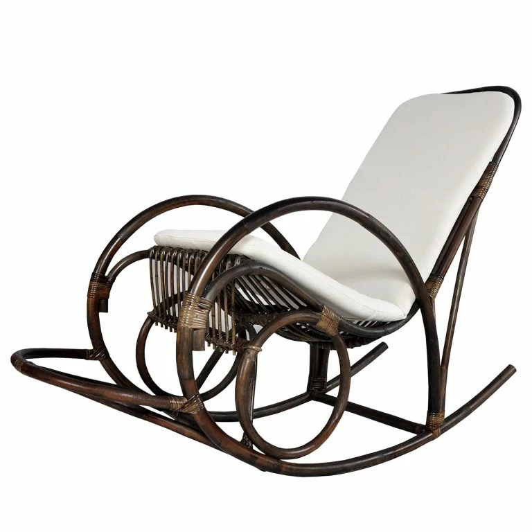 loftscape Ars Natura Rocking chair Avaray – Tissu / Rotin – Marron foncé
