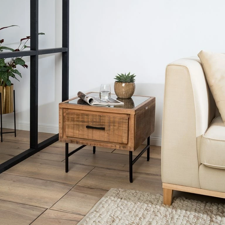 Loftscape Ars Natura Table Basse Roody I – Acacia Massif / Métal – Acacia / Noir