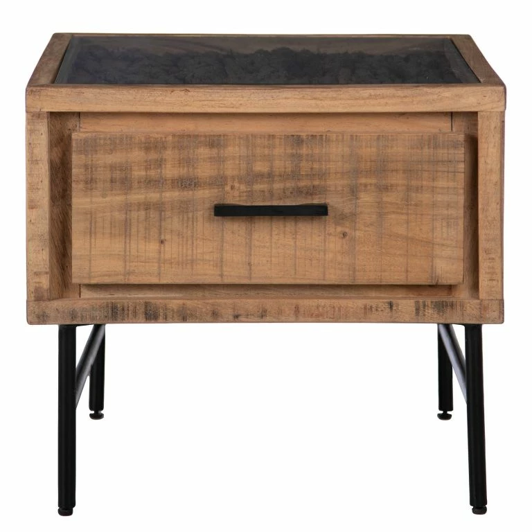 Loftscape Ars Natura Table Basse Roody I – Acacia Massif / Métal – Acacia / Noir