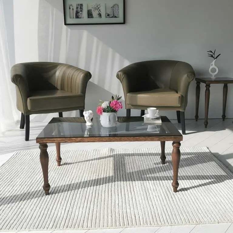 Loftscape Ars Natura Table Basse Tating – Verre / Noyer Massif – Noir Fumé / Noyer