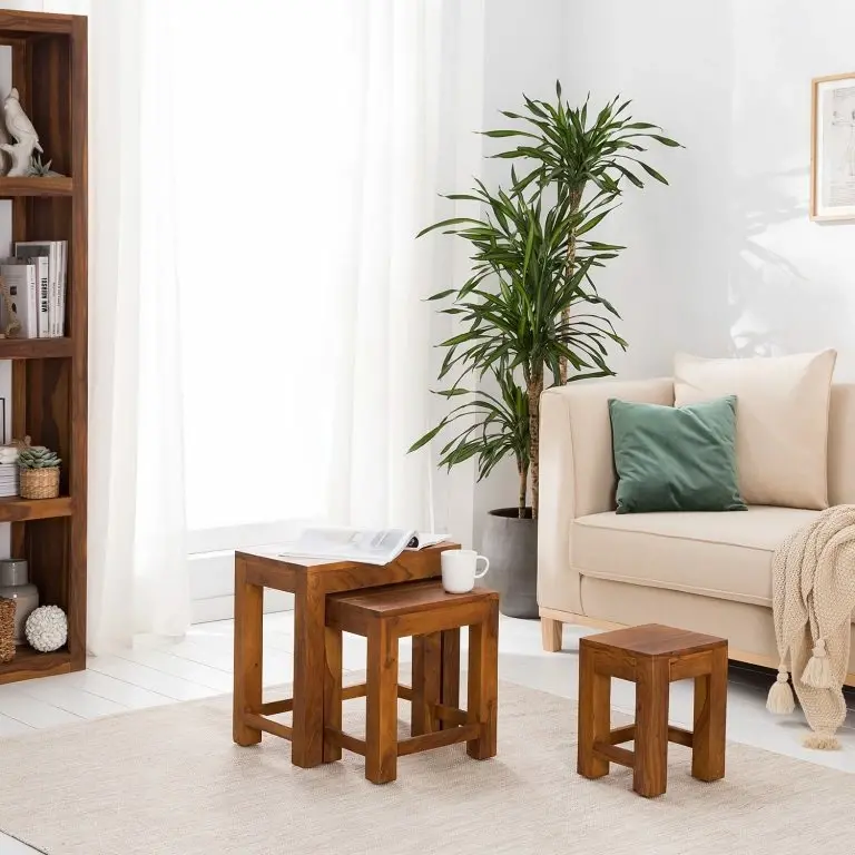 Loftscape Ars Natura Tables D’appoint Ohio (3 éléments) – Sheesham Massif Ciré