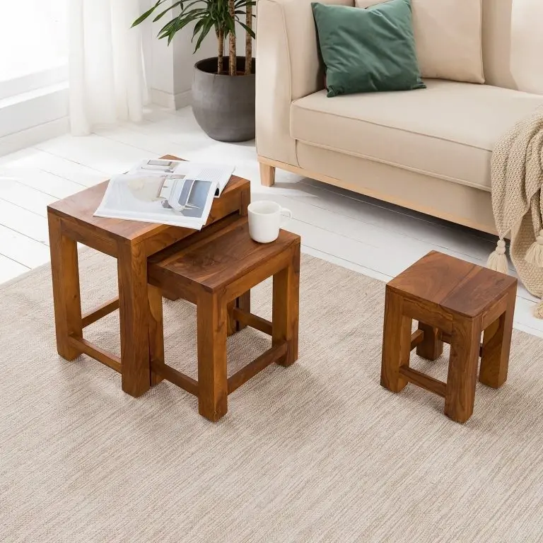 Loftscape Ars Natura Tables D’appoint Ohio (3 éléments) – Sheesham Massif Ciré