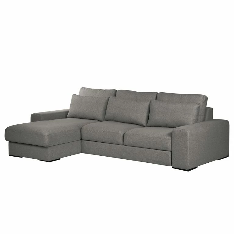 loftscape Bizzarto Canapé d’angle Gurabo I – Tissu – Tissu Sogol: Gris foncé – Méridienne courte à gauche (vue de face) – Avec fonction couchage