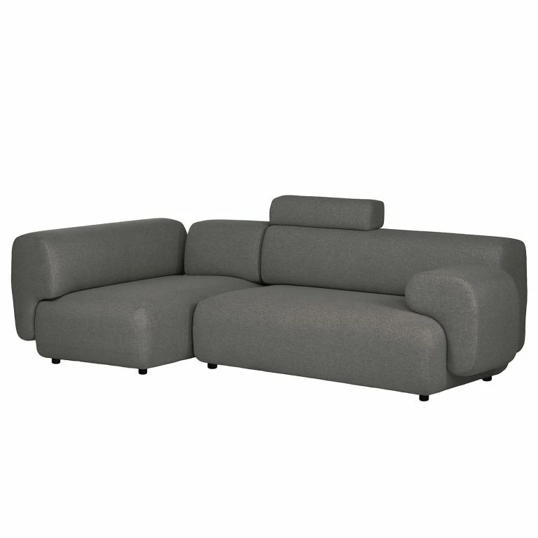 loftscape Bizzarto Canapé d’angle Imbert – Tissu – Tissu Sogol: Gris foncé – Méridienne longue à gauche (vue de face)