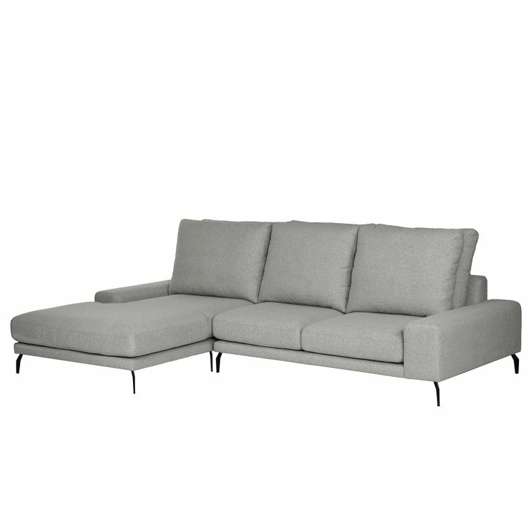 loftscape Bizzarto Canapé d’angle Penda II – Tissu – Tissu Sogol: Gris fumé – Méridienne courte à gauche (vue de face)