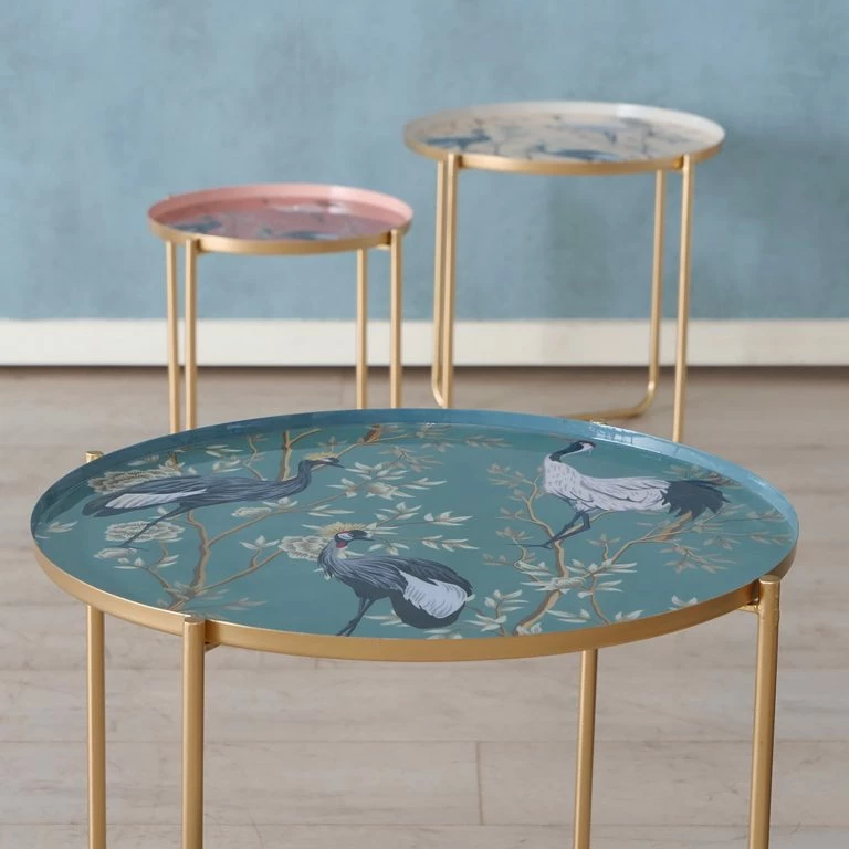 Loftscape Boltze Bouts De Canapé Krano (3 éléments) – Métal – Doré / Multicolore