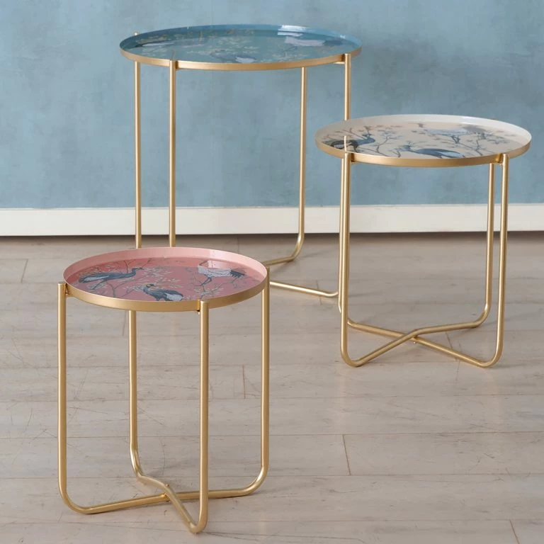 Loftscape Boltze Bouts De Canapé Krano (3 éléments) – Métal – Doré / Multicolore