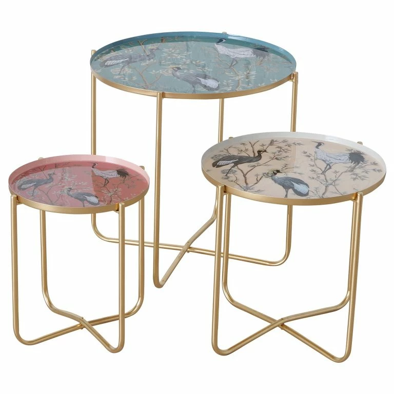 loftscape Boltze Bouts de canapé Krano (3 éléments) – Métal – Doré / Multicolore