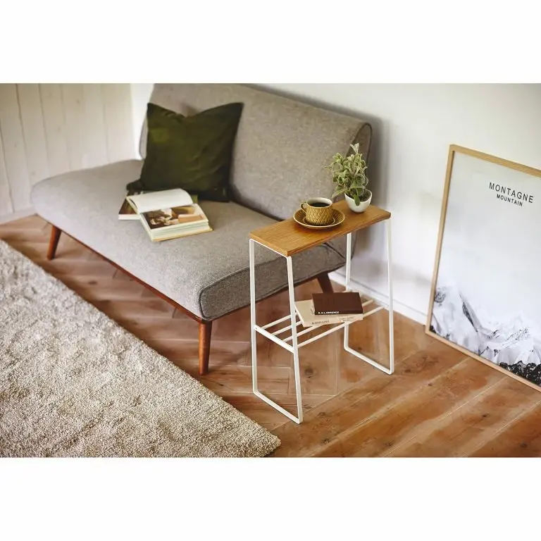 Loftscape Bout De Canapé Tosca – Frêne Massif / Métal – Frêne / Blanc