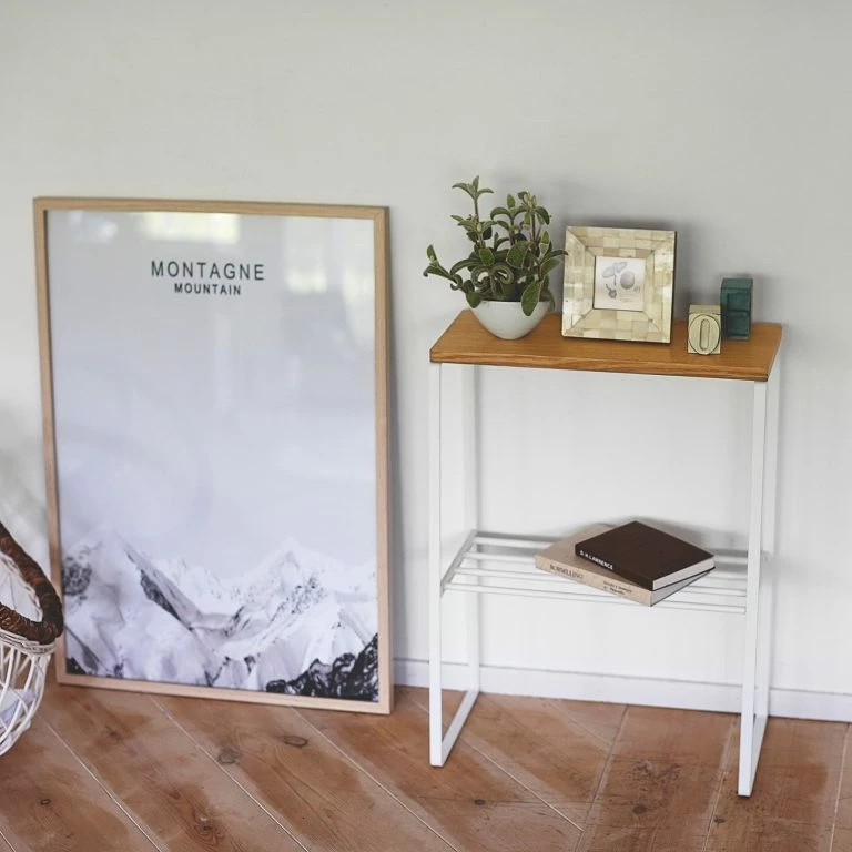 Loftscape Bout De Canapé Tosca – Frêne Massif / Métal – Frêne / Blanc